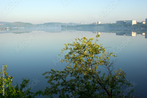 View of Nizhny Tagil pond, circus, Lisya and Mohovaya and Vysokaya mountains, Watchtower, the mine 