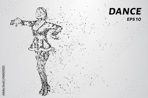 Dance of the particles. The dancer consists of circles and points. Vector illustration