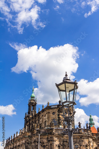 Main cathedral in Dresden viewed through a lantern