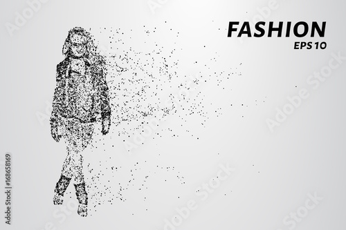 Fashion of particles. Model fashion show consists of dots and circles. Vector illustration