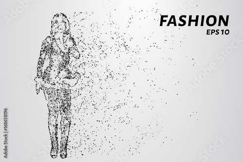 Fashion of particles. Model fashion show consists of dots and circles. Vector illustration