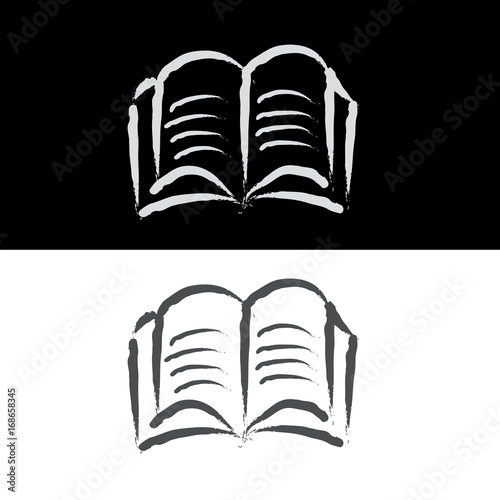 Open book vector sketch icon isolated on background. Hand drawn Open book icon. Open book sketch icon for website or app.