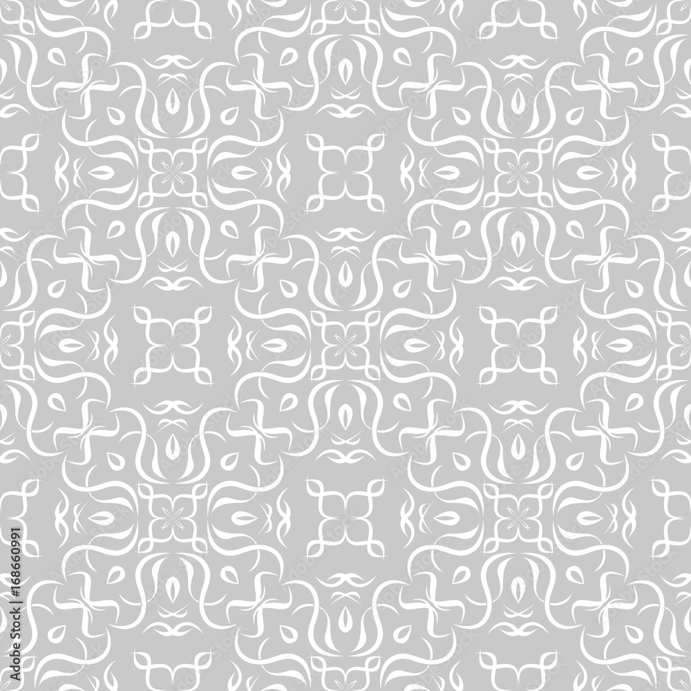 Vintage gray ornament. Floral seamless pattern
