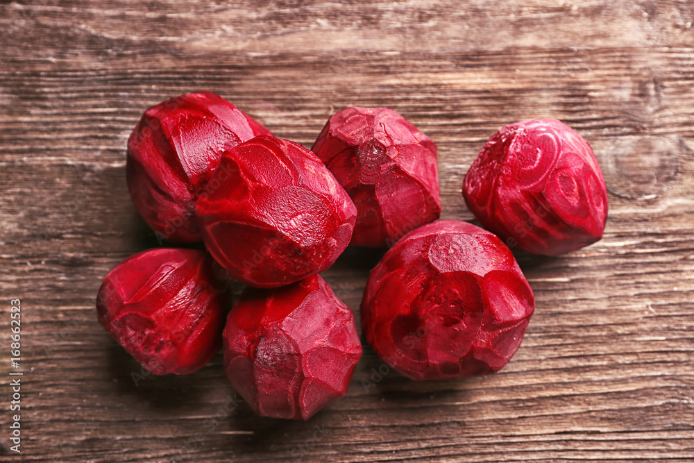 Fresh peeled young beets on table Fresh peeled young beets on table