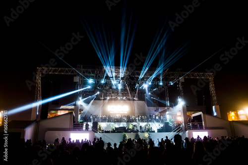 Music stage with lasers and lighting photo