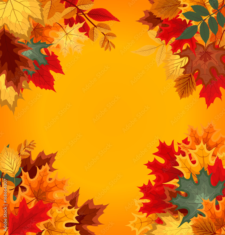 Abstract Vector Illustration Background with Falling Autumn Leaves Abstract Vector Illustration Background with Falling Autumn Leaves