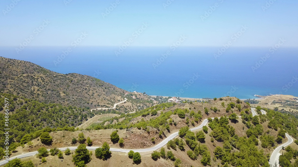 Mountain landscape. Island of cyprus Cedar Valley. The flight is high in the sky
