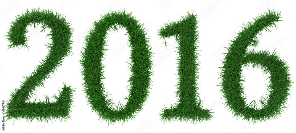 2016 - 3D rendering fresh Grass letters isolated on whhite background.