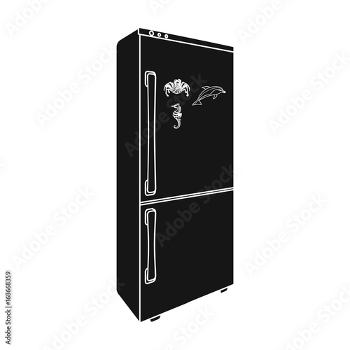 Refrigerator, single icon in blakck style.Refrigerator vector symbol stock illustration web. photo