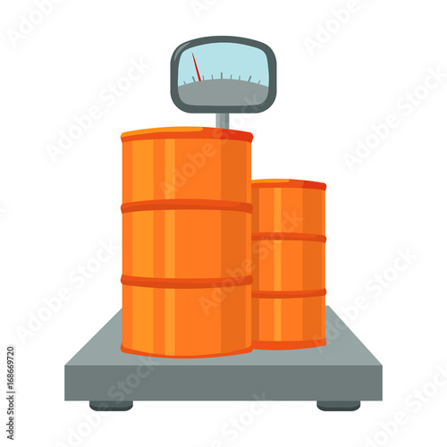 Weighing the load on the scales. Shipping and accounting single icon in cartoon style isometric vector symbol stock illustration web.