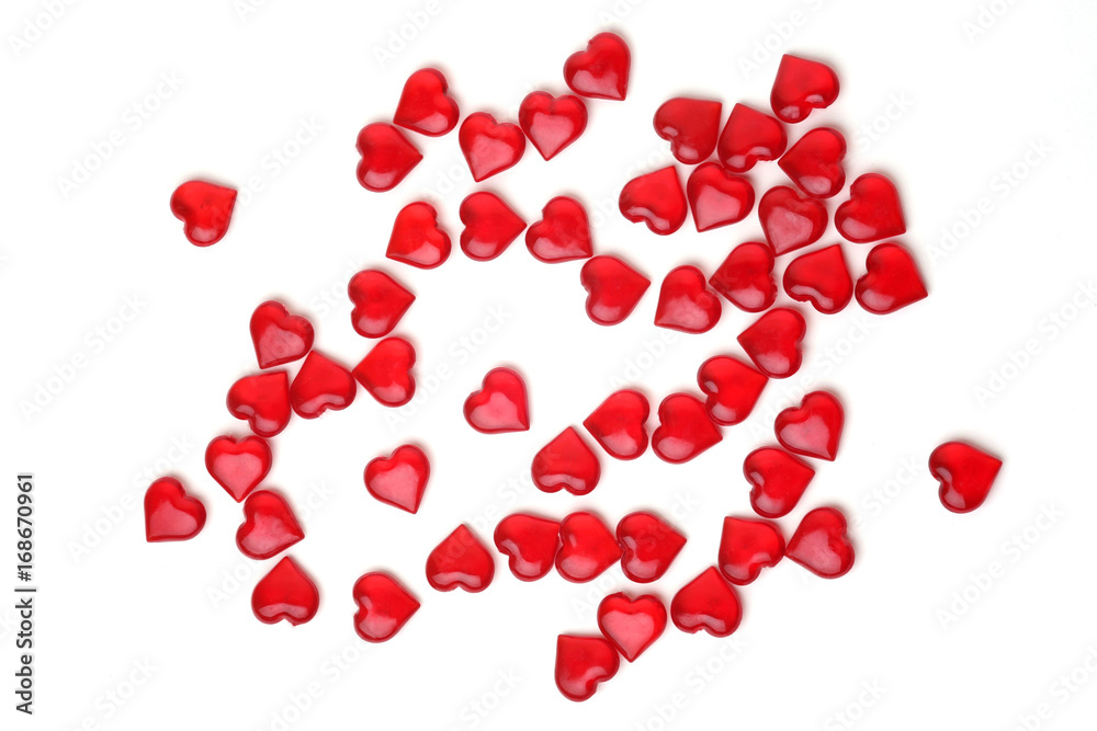 Red hearts on a white background Red hearts on a white background