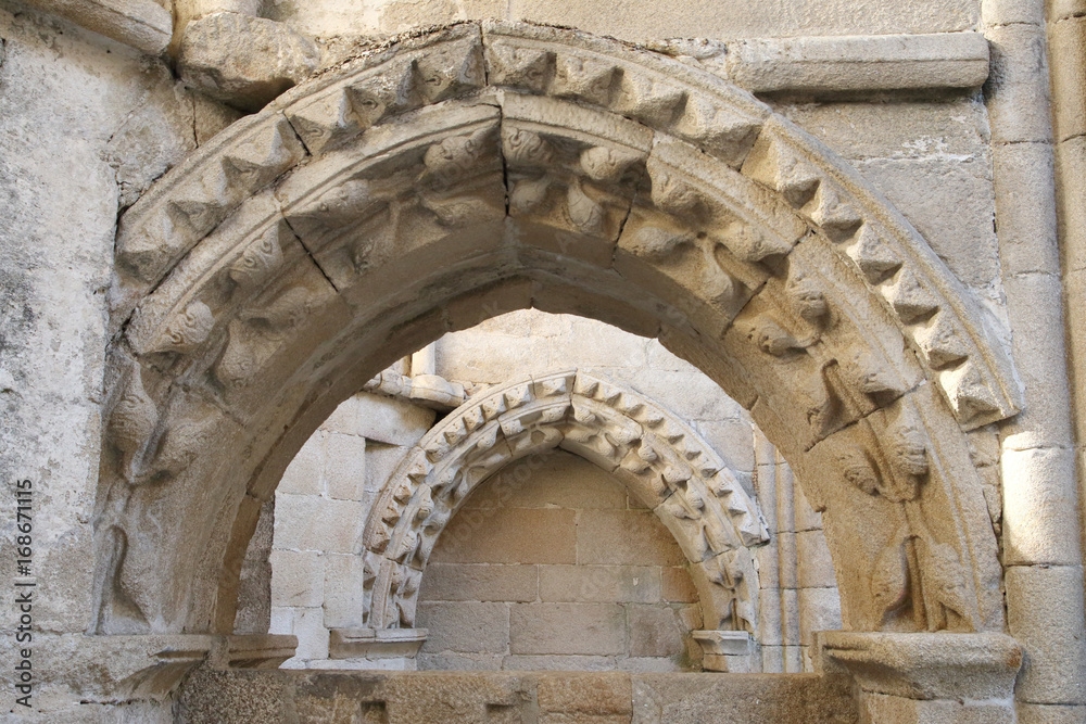 arches in the ruins of Santo Domingo in Pontevedra, Spain