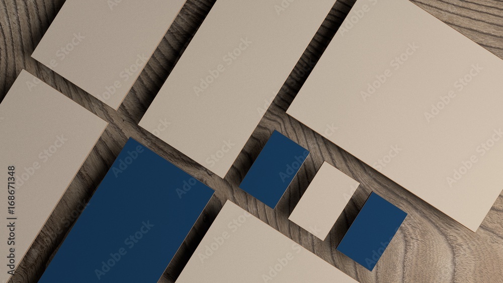 Obraz premium set of luxury invitation business cards on wood background. mockup for branding