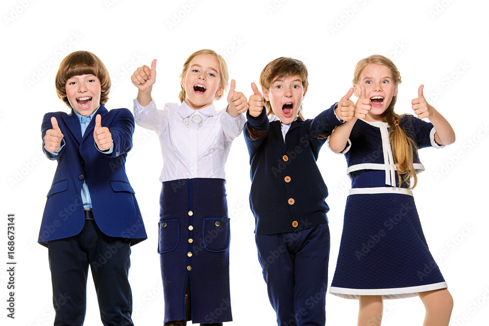 Obraz premium cheerful school children