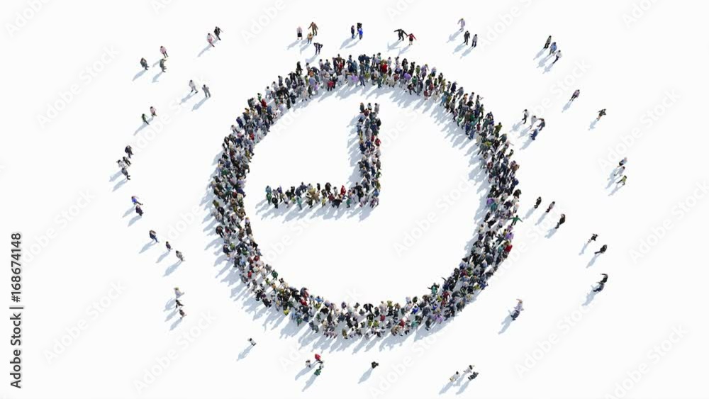 people shape of a clock , time sign.
