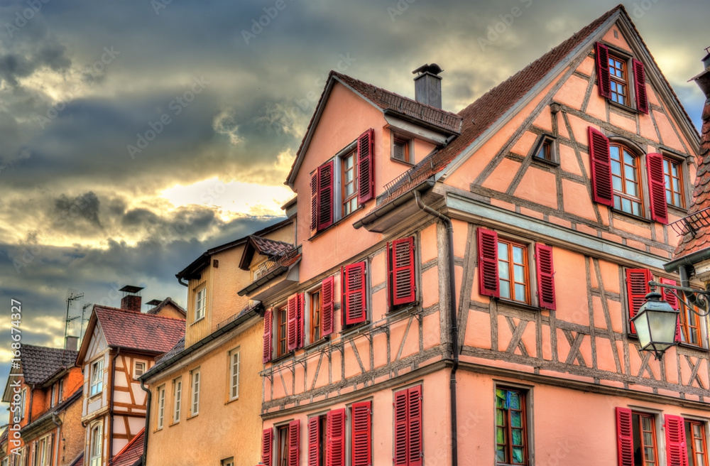 Fototapeta premium Typical half-timbered houses in Tubingen - Baden Wurttemberg, Germany