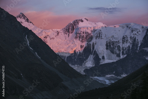 Beluha mountain at sunset. Altai, Russia