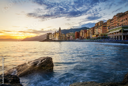 Sunset in Camogli town, Italy © icephotography