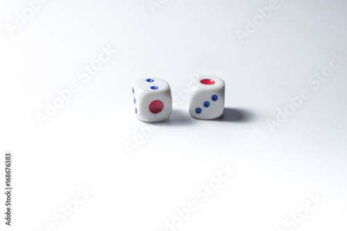 close-up view of dices on isolated background