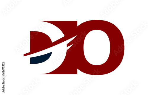 DO Red Negative Space Square Swoosh Letter Logo