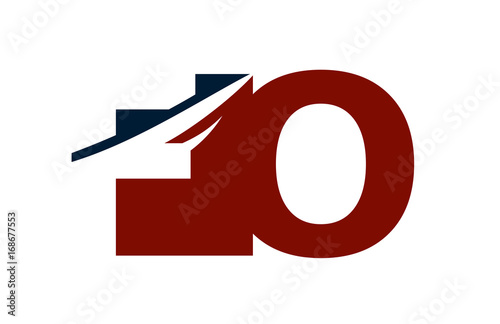 FO Red Negative Space Square Swoosh Letter Logo