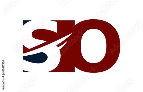 SO Red Negative Space Square Swoosh Letter Logo