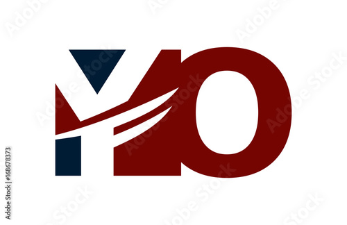 YO Red Negative Space Square Swoosh Letter Logo