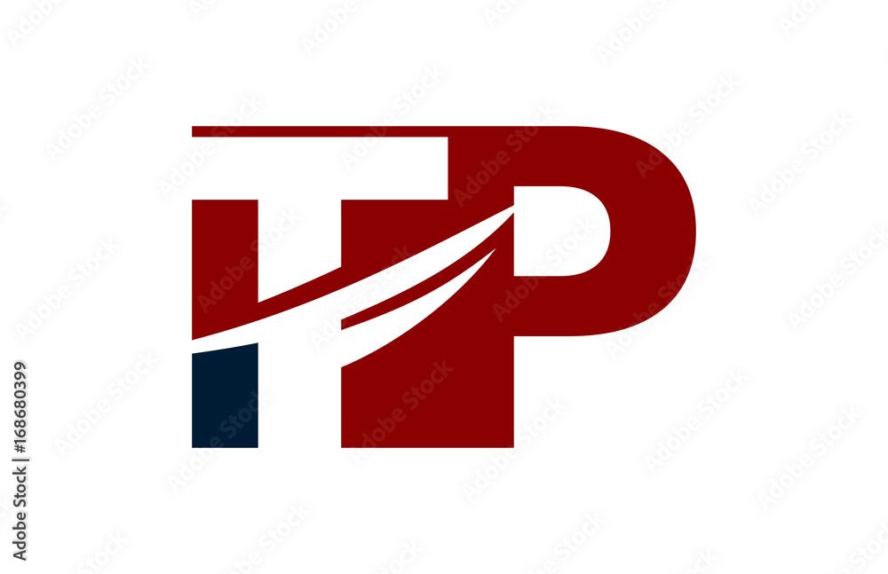 TP Red Negative Space Square Swoosh Letter Logo TP Red Negative Space Square Swoosh Letter Logo
