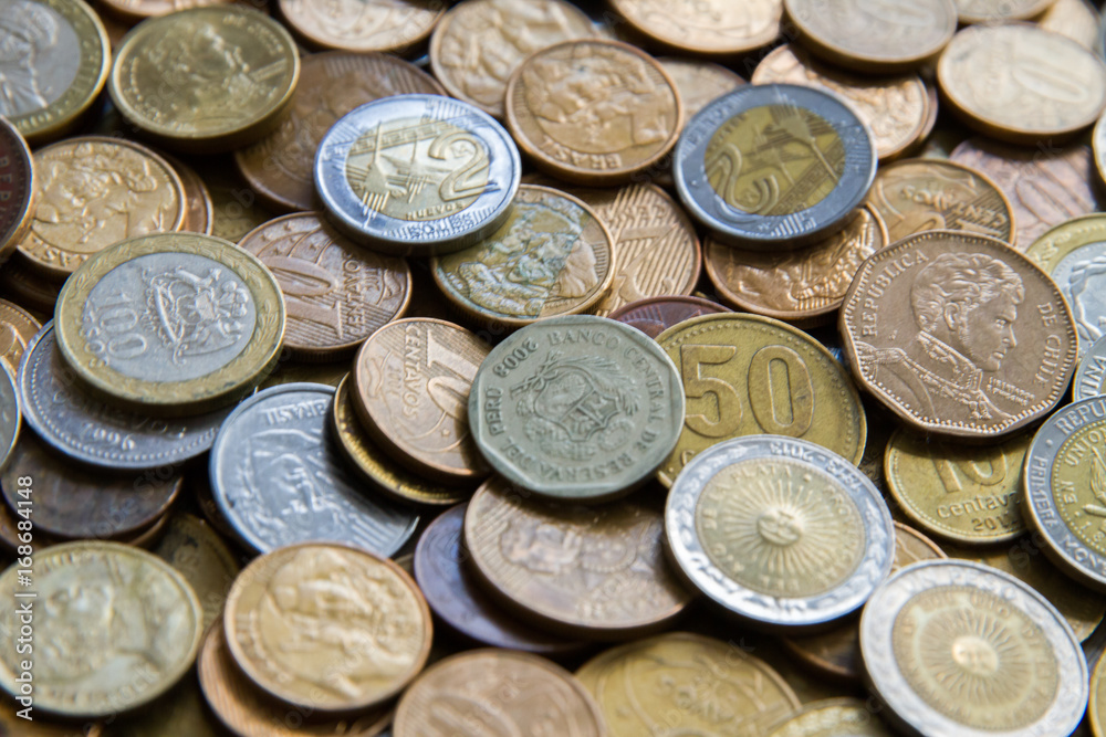 Mix of coins on neutral background Mix of coins on neutral background