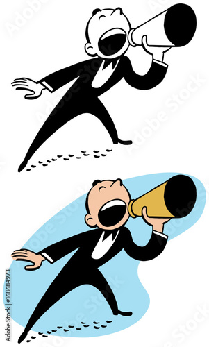 Man yelling through a bullhorn