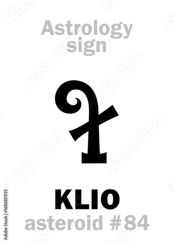 Astrology Alphabet: KLIO (muse of history), asteroid #84. Hieroglyphics character sign (single symbol).