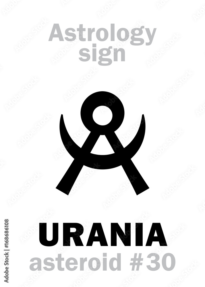 Astrology Alphabet: URANIA (muse of astronomy), asteroid #30. Hieroglyphics  character sign (single symbol). Stock Vector | Adobe Stock