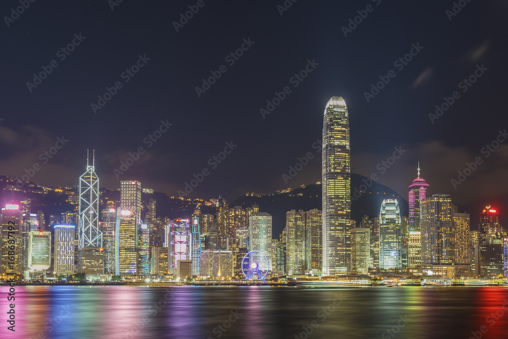 Victoria Harbor of Hong Kong city at night Victoria Harbor of Hong Kong city at night