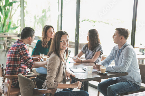 creative business meeting in a cafe photo