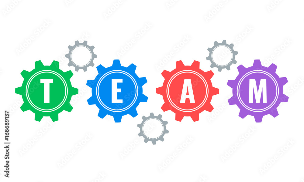 team mechanism with invisible parts, teamwork concept team mechanism with invisible parts, teamwork concept