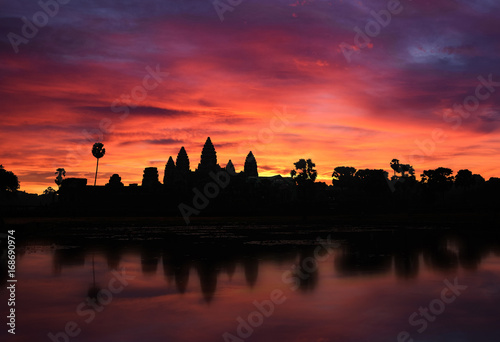 Silhouette Angkor Wat at Sunrise
