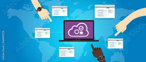 cloud OS operating system laptop online internet concept computer engineering gear