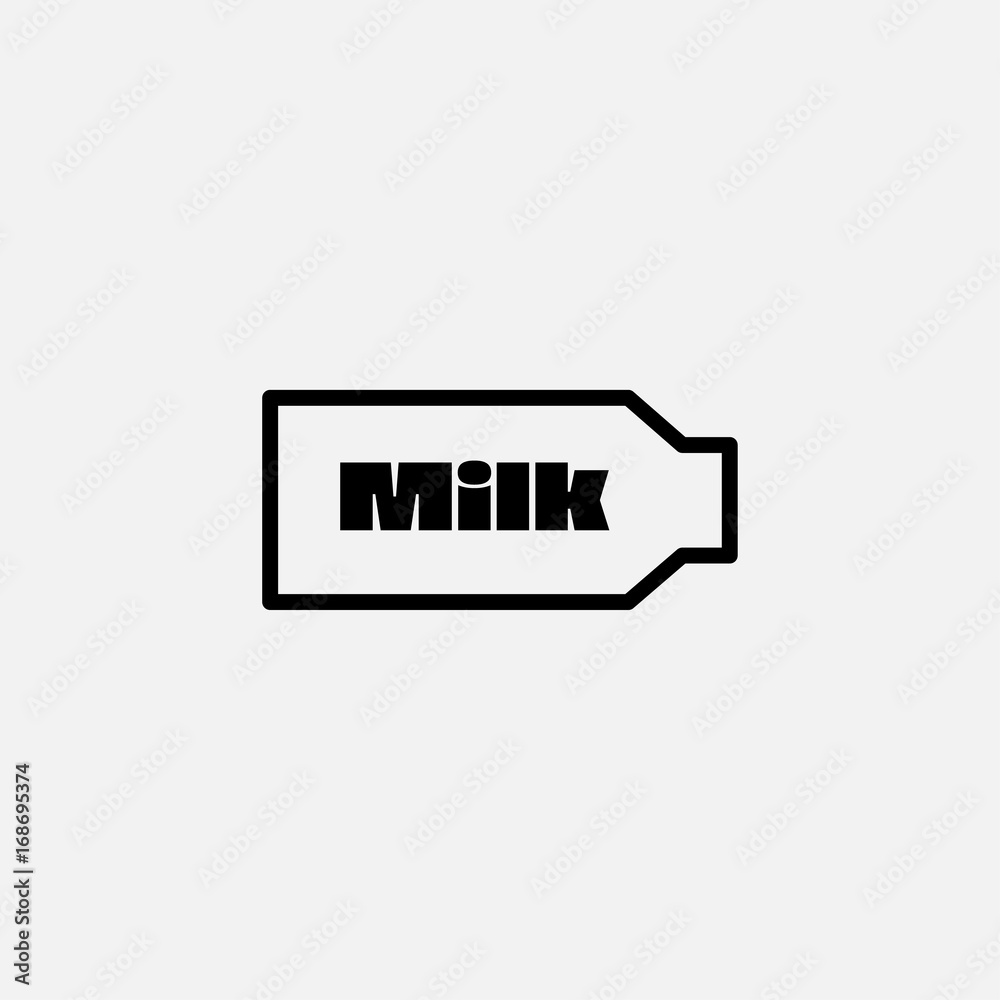 Milk Bottle Vector Icon, Vector Silhouette of Milk package. Flat minimal vector symbol with word Milk. Milk Bottle Vector Icon, Vector Silhouette of Milk package. Flat minimal vector symbol with word Milk.