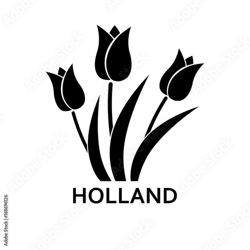 Tulips with Holland lettering simple icon #168696126