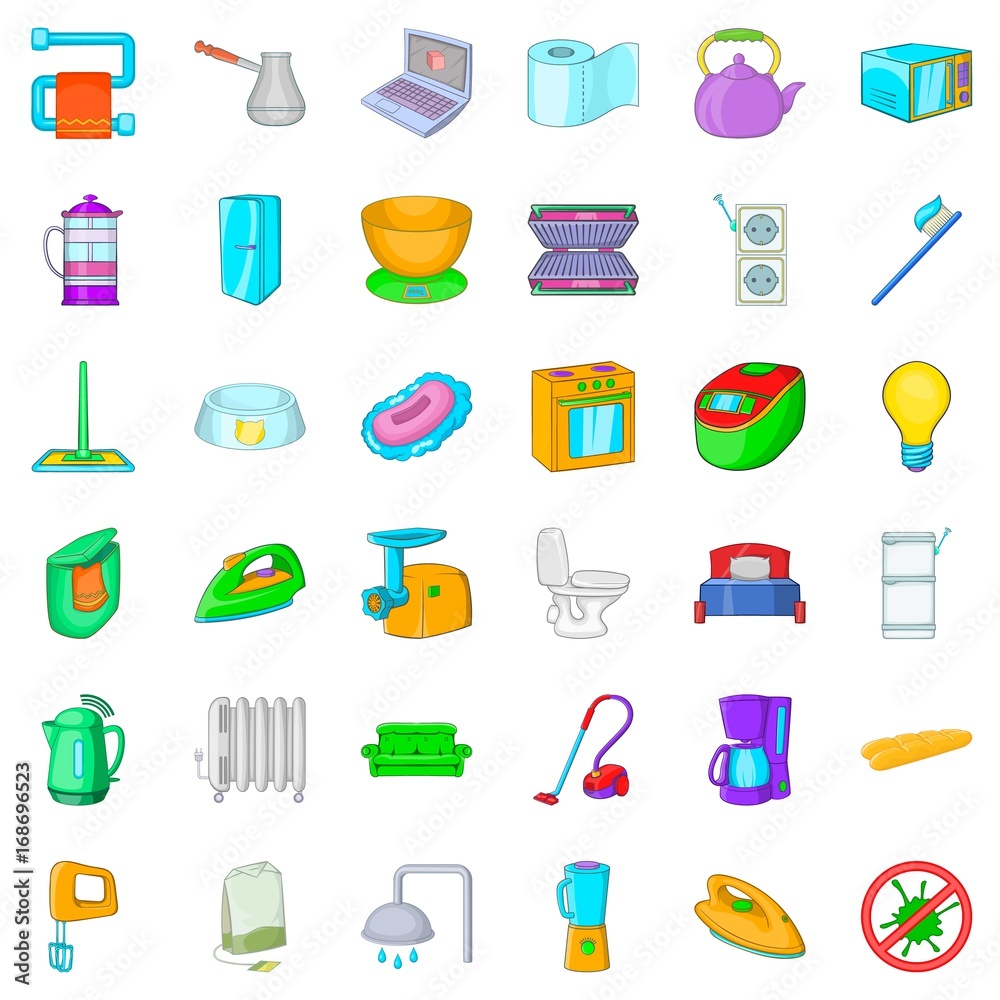 Apartment icons set, cartoon style Apartment icons set, cartoon style