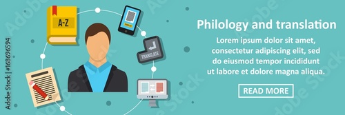 Philology and translation banner horizontal concept