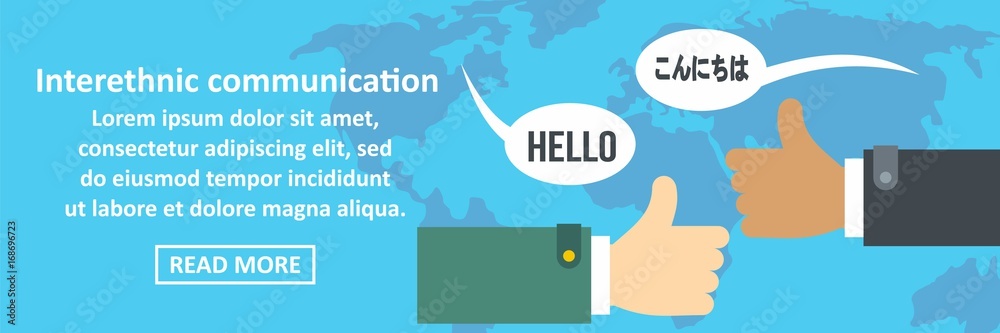Interethnic communication banner horizontal concept Interethnic communication banner horizontal concept
