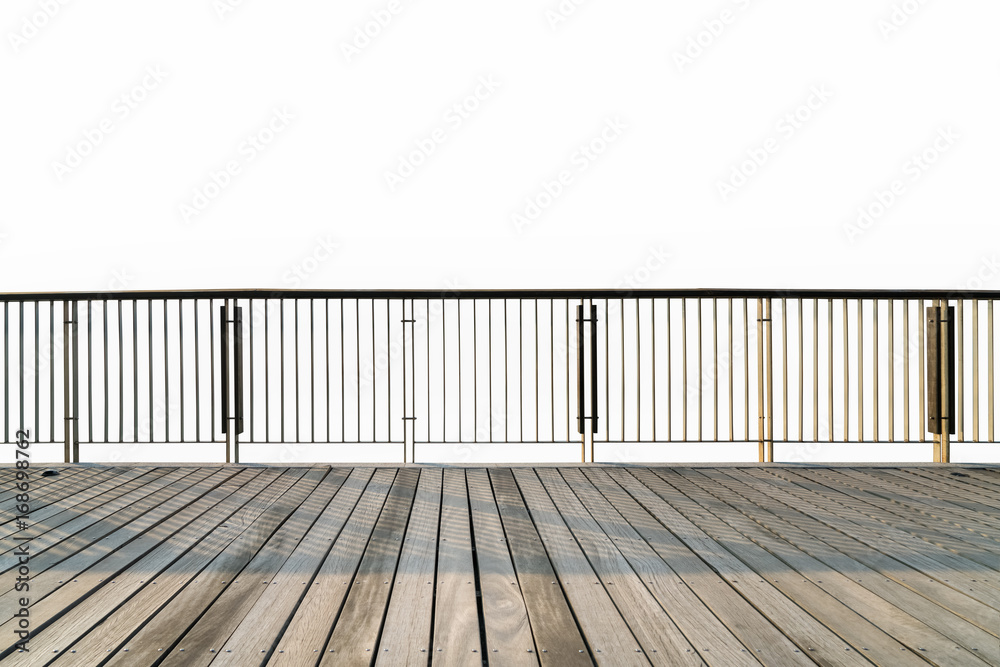 wooden floor and railings isolated