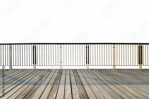 Fototapet wooden floor and railings isolated