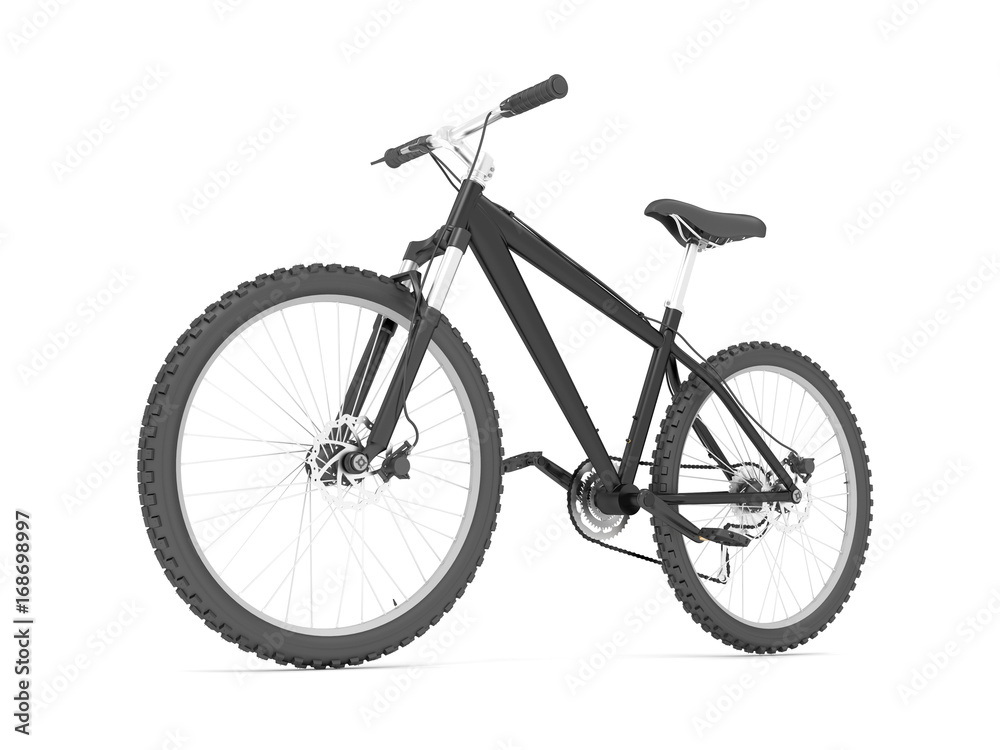 3d rendering of a black bicycle isolated on white background.