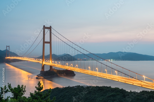zhoushan xihoumen bridge in nightfall
