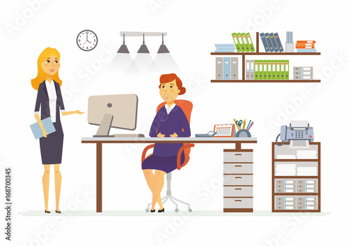 Office Discussion - modern vector cartoon business characters illustration