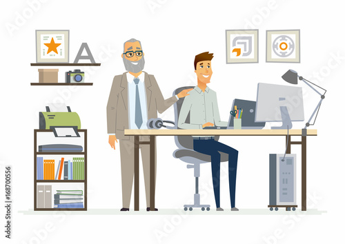 Supervising Staff - modern vector cartoon business characters illustration
