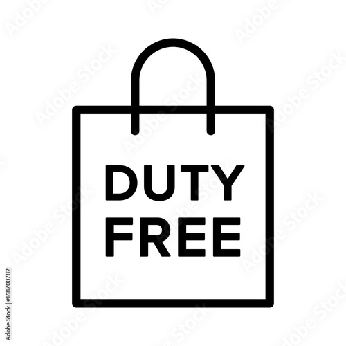 Duty free shop / store shopping bag flat vector icon for print and websites