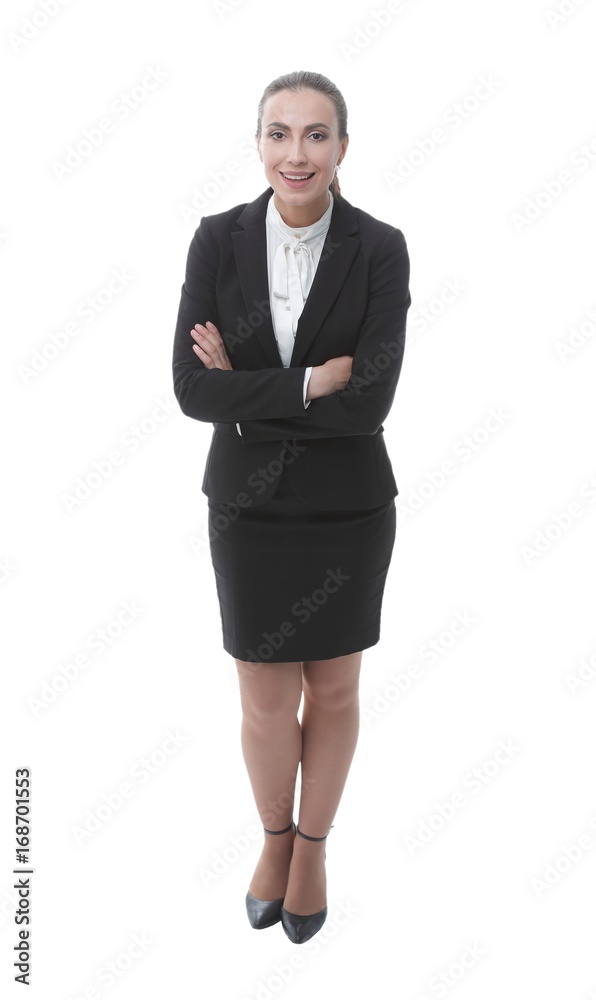 smiling female Manager.portrait in full growth smiling female Manager.portrait in full growth